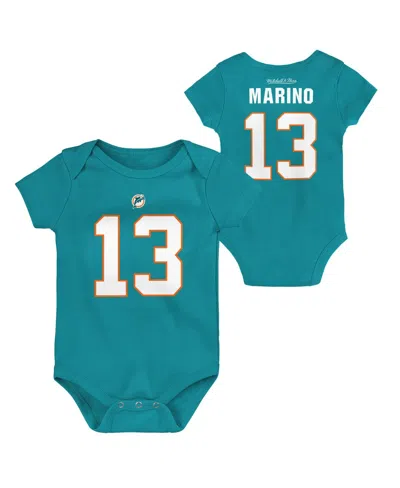Mitchell & Ness Babies' Newborn And Infant Boys And Girls  Dan Marino Aqua Miami Dolphins Retro Name And Numb
