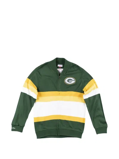 Mitchell & Ness Nfl Front Stripe Full Zip Sweatshirt In Green