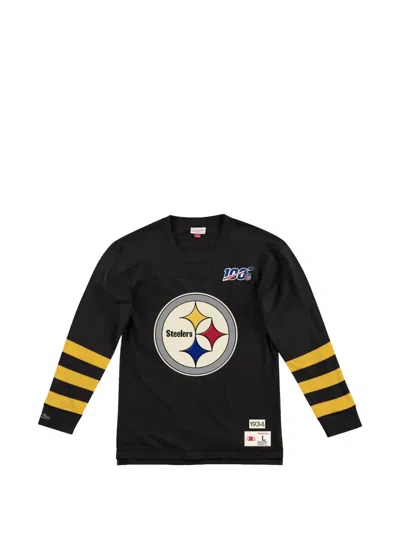 Mitchell & Ness Nfl Pittsburgh Steelers Logo-print T-shirt In Black