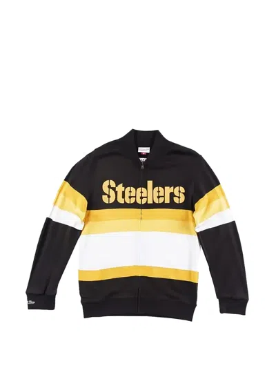 Mitchell & Ness Nfl "pittsburgh Steelers" Stripe Full-zip Sweater In Black