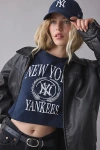 Mitchell & Ness Ny Yankees Graphic Boxy Cropped Tee In Dark Blue, Women's At Urban Outfitters In Blue