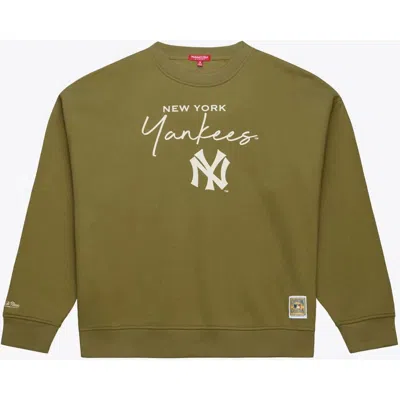 Mitchell & Ness Olive New York Yankees Cooperstown Collection Fleece Sweatshirt In Green