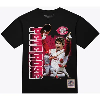 Mitchell & Ness Pete Rose Black Cincinnati Reds Legendary Collage Player T-shirt