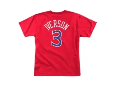 Mitchell & Ness Philadelphia 76ers Men's Hardwood Hd Print Player T-shirt Allen Iverson In Red