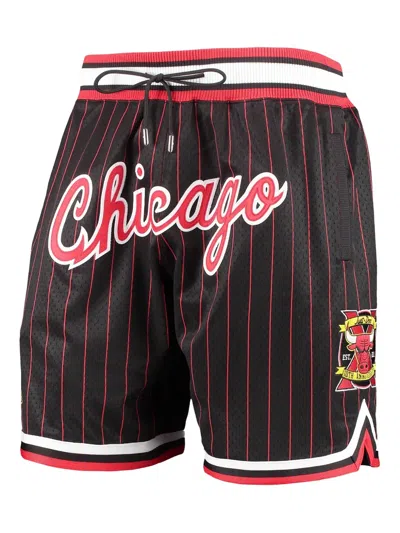 Mitchell & Ness Pinstripe Drawstring Shorts In Black