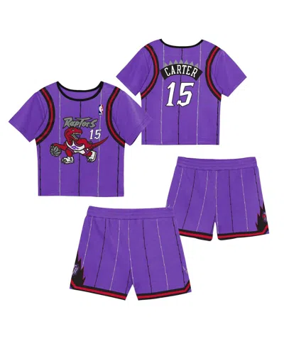 Mitchell & Ness Kids' Preschool 2-pack Vince Carter Purple Toronto Raptors Play By Place T-shirt And Shorts Set In Multi