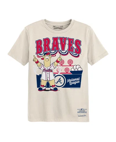 Mitchell & Ness Preschool Cream Atlanta Braves Step Back Up T-shirt In Neutral