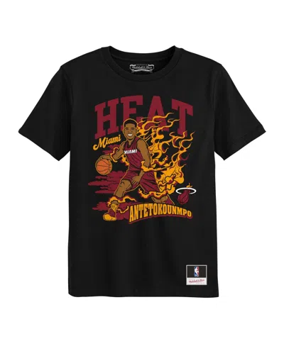 Mitchell & Ness Babies' Preschool Giannis Antetokounmpo Black Miami Heat Fired Up T-shirt