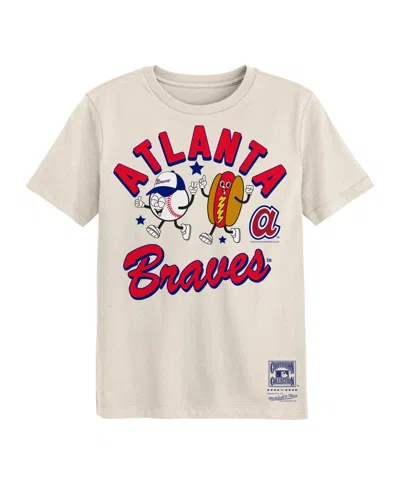 Mitchell & Ness Kids' Preschool Natural Atlanta Braves Snack T-shirt In Neutral