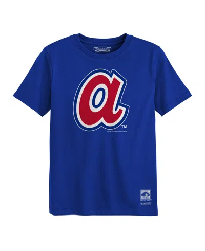 Mitchell & Ness Kids' Preschool Royal Atlanta Braves Retro Logo T-shirt In Blue