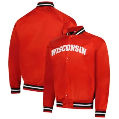 Mitchell & Ness Red Wisconsin Badgers Lightweight Satin Raglan Full-snap Jacket