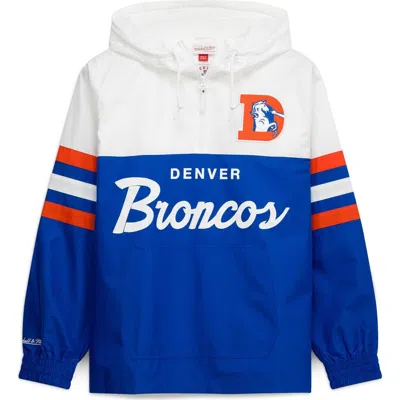 Mitchell & Ness Royal Denver Broncos Head Coach Anorak Quarter-zip Windbreaker Jacket In Blue