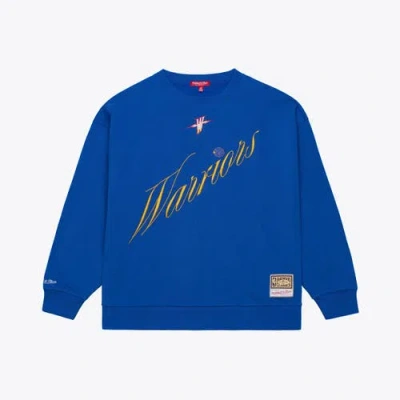 Mitchell & Ness Royal Golden State Warriors Hardwood Classics Script Lightweight Sweatshirt In Blue