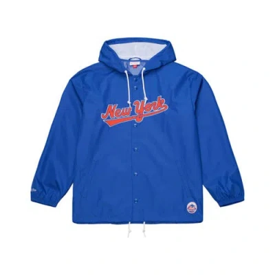 Mitchell & Ness Royal New York Mets Full-snap Hooded Coaches Jacket In Blue