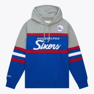 Mitchell & Ness Royal Philadelphia 76ers Fleece Head Coach Hoodie In Blue