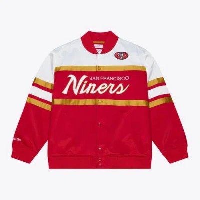 Mitchell & Ness Scarlet San Francisco 49ers Head Coach Lightweight Full-snap Satin Jacket In Red