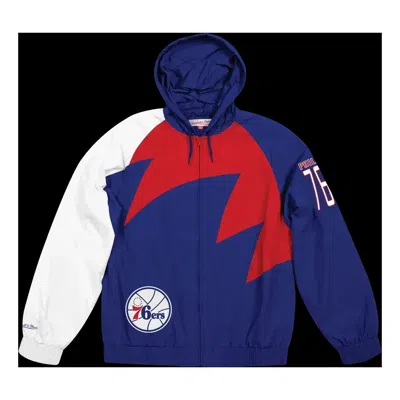 Mitchell & Ness Shark Tooth Hooded Jacket 'philadelphia 76ers' In Blue