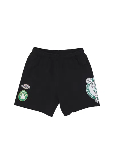 Mitchell & Ness Short Tracksuit Pants Men's Nba Postgame Vintage Logo Fleece Short Boscel Black In Multi