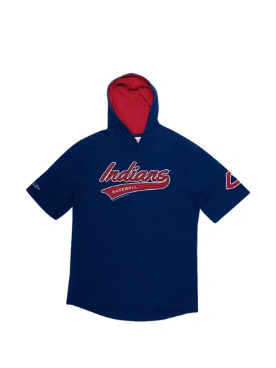 Mitchell & Ness Short-sleeves Hooded Sweatshirt In Blue