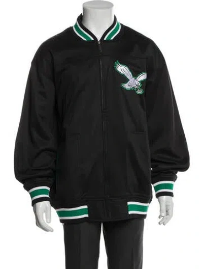 Pre-owned Mitchell & Ness Striped Varsity Jacket In Black