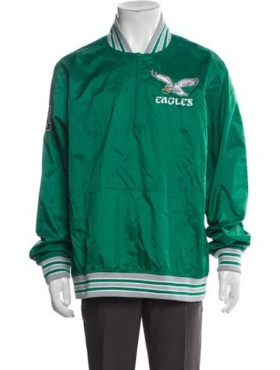 Pre-owned Mitchell & Ness Striped Windbreaker In Green