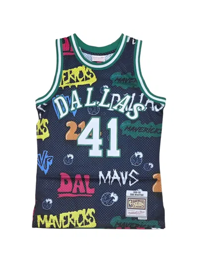 Mitchell & Ness Swingman Graffiti-print Jersey In Blue