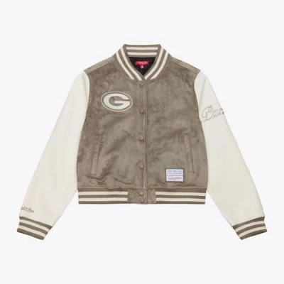 Mitchell & Ness Tan Green Bay Packers Full-snap Varsity Jacket In Brown
