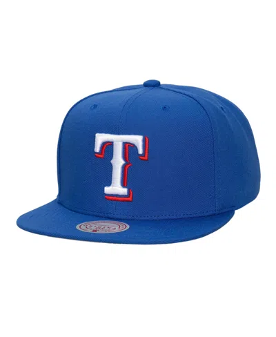 Mitchell & Ness Texas Rangers Side Logo High Crown Snapback Hat In Blue