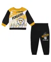 Mitchell & Ness Toddler 2-piece Pittsburgh Penguins Oversized Block Buster Fleece Sweatshirt And Pants Set In Black
