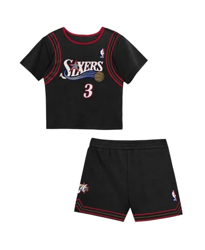 Mitchell & Ness Babies' Toddler 2-piece Allen Iverson Black Philadelphia 76ers Play By Place T-shirt And Shorts Set