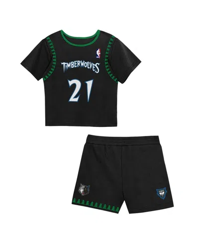 Mitchell & Ness Babies' Toddler 2-piece Kevin Garnett Black Minnesota Timberwolves Play By Place T-shirt And Shorts Set
