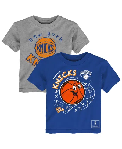 Mitchell & Ness Babies' Toddler Blue/heather Gray New York Knicks Two-pack Sketched Up T-shirt Set In Multi