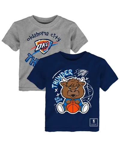 Mitchell & Ness Babies' Toddler Blue/heather Gray Oklahoma City Thunder Sketched Up T-shirt Set, 2-pack In Blue,heather Gray