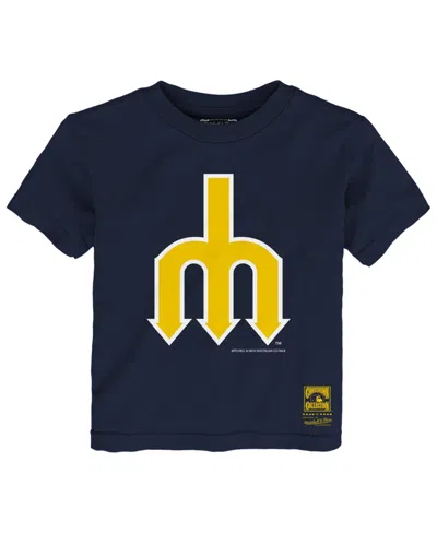 Mitchell & Ness Babies' Toddler Boys' 2t-5t Seattle Mariners Retro Crewneck T-shirt In Blue