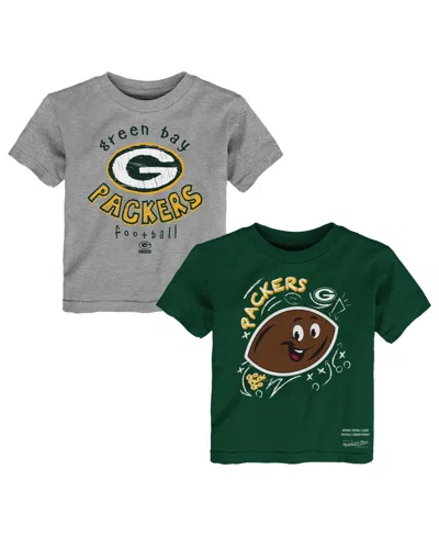 Mitchell & Ness Babies' Toddler Boys' And Girls' 2t-5t Green Bay Packers Sketched Up T-shirt, 2-piece Set In Multi