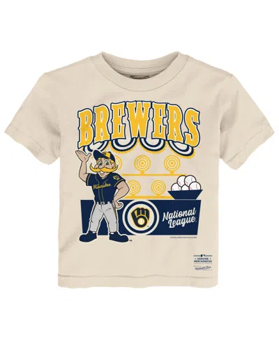 Mitchell & Ness Babies' Toddler Cream Milwaukee Brewers Step Back Up T-shirt In Neutral