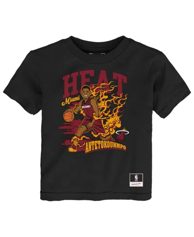 Mitchell & Ness Babies' Toddler Giannis Antetokounmpo Black Miami Heat Fired Up T-shirt