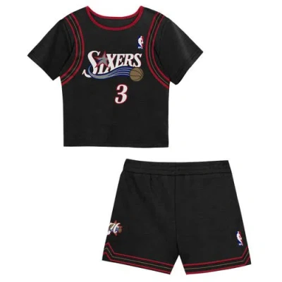 Mitchell & Ness Kids' Toddler  Allen Iverson Black Philadelphia 76ers 2-piece Play By Place T-shirt & Short