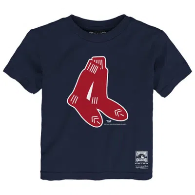 Mitchell & Ness Kids' Toddler  Navy Boston Red Sox Retro Logo T-shirt In Blue