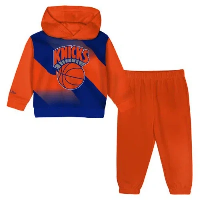 Mitchell & Ness Kids' Toddler  Royal/orange New York Knicks Big Face Oversized Pullover Hoodie & Pants Set