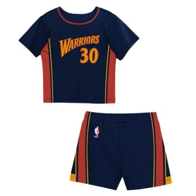 Mitchell & Ness Kids' Toddler  Stephen Curry Navy Golden State Warriors 2-piece Play By Place T-shirt & Sho In Blue
