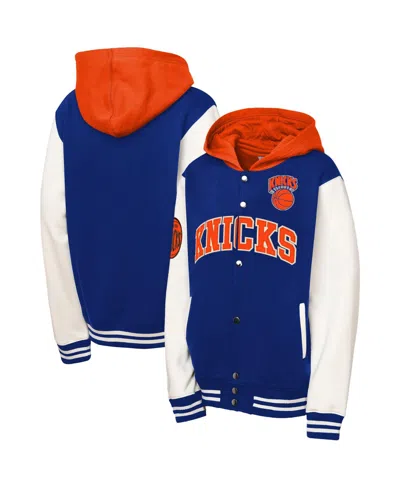Mitchell & Ness Babies' Toddler Mitchell Ness Blue New York Knicks Courtside Fleece Full-snap Jacket In Black