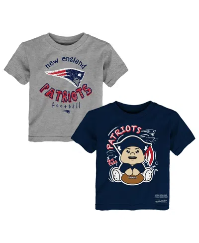 Mitchell & Ness Babies' Toddler Navy/heather Gray New England Patriots Sketched Up T-shirt, 2-pack Set In Navy,heather Gray