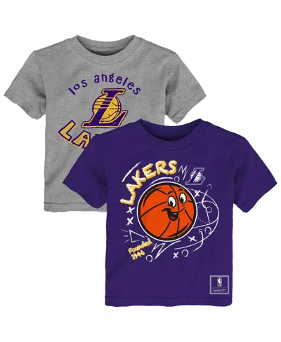 Mitchell & Ness Babies' Toddler Purple/heather Gray Los Angeles Lakers Sketched Up T-shirt Set, 2-pack In Purple,heather Gray