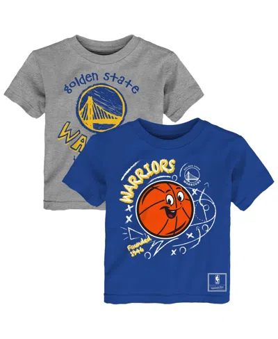 Mitchell & Ness Babies' Toddler Royal/heather Gray Golden State Warriors Sketched Up T-shirt, 2-pack Set In Royal,heather Gray