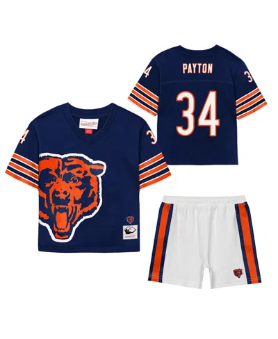 Mitchell & Ness Babies' Toddler Walter Payton Navy Chicago Bears Playmaker Short Set In Multi