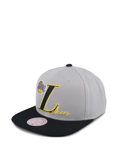 Mitchell & Ness Top Letter Snapback Cap In Gray