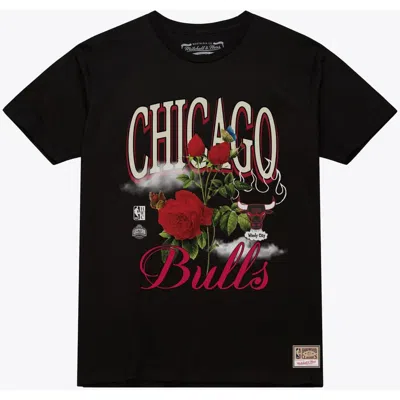 Mitchell & Ness Unisex   Black Chicago Bulls Floral Graphic T-shirt