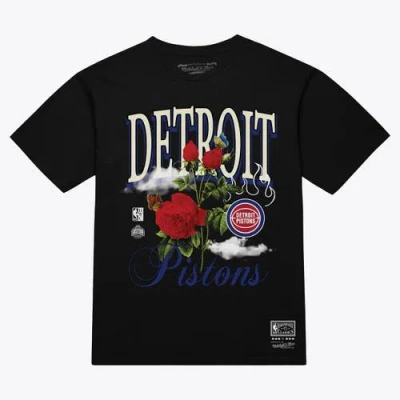 Mitchell & Ness Unisex  Black Detroit Pistons Floral Graphic T-shirt