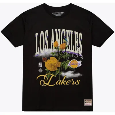 Mitchell & Ness Unisex   Black Los Angeles Lakers Floral Graphic T-shirt